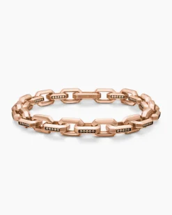 Streamline® Heirloom Chain Link Bracelet 18K Rose Gold with Pavé Cognac Diamonds, 7.5mm
