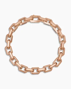 Streamline® Heirloom Chain Link Bracelet 18K Rose Gold with Pavé Cognac Diamonds, 7.5mm