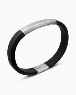 Streamline® ID Bracelet Black Rubber and Sterling Silver, 10mm