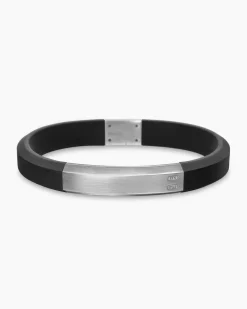 Streamline® ID Bracelet Black Rubber and Sterling Silver, 10mm