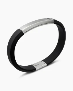 Streamline® ID Bracelet Black Rubber with Sterling Silver, 8mm