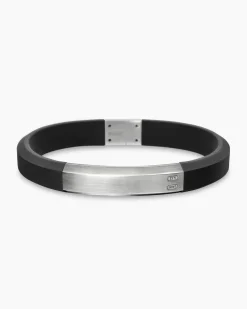 Streamline® ID Bracelet Black Rubber with Sterling Silver, 8mm