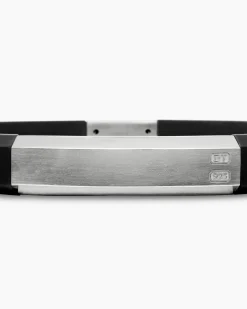 Streamline® ID Bracelet Black Rubber with Sterling Silver, 8mm