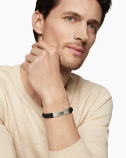 Streamline® ID Bracelet Black Rubber with Sterling Silver, 8mm