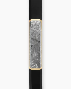 Streamline® ID Bracelet Black Rubber with Meteorite and 18K Yellow Gold, 10mm