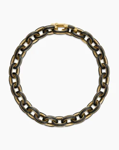 Streamline® Oval Link Bracelet 18K Yellow Gold with Forged Carbon, 8.5mm