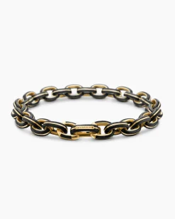 Streamline® Oval Link Bracelet 18K Yellow Gold with Forged Carbon, 8.5mm