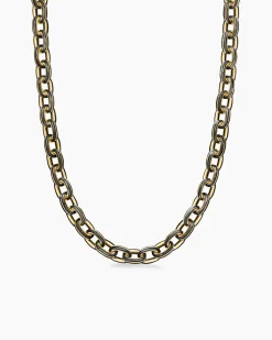 Streamline® Oval Link Necklace 18K Yellow Gold with Forged Carbon, 8.5mm