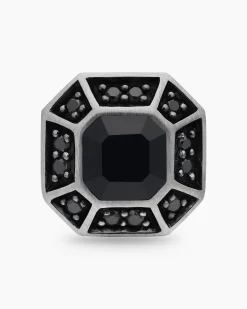 Streamline® Pavé Stud Earring Sterling Silver with Black Diamonds, 10mm