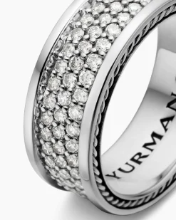 Streamline® Pavé Three Row Band Ring Sterling Silver with Diamonds, 8.5mm