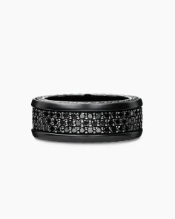 Streamline® Pavé Three Row Band Ring Black Titanium with Black Diamonds, 8.5mm