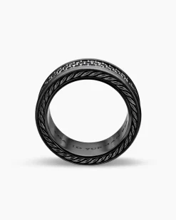 Streamline® Pavé Three Row Band Ring Black Titanium with Black Diamonds, 8.5mm