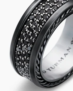 Streamline® Pavé Three Row Band Ring Black Titanium with Black Diamonds, 8.5mm