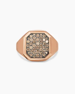 Streamline® Signet Ring 18K Rose Gold with Cognac Diamonds, 18mm