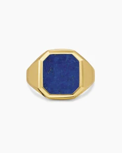 Streamline® Signet Ring 18K Yellow Gold with Lapis, 18mm