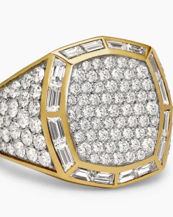 Streamline® Signet Ring 18K Yellow Gold with Diamonds, 25mm