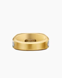 Streamline® Signet Ring 18K Yellow Gold with Diamonds, 10mm