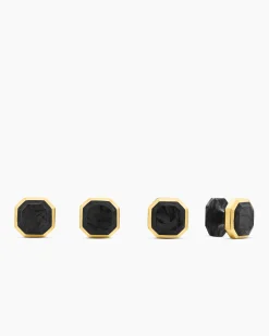 Streamline® Tuxedo Studs 18K Yellow Gold with Forged Carbon, 10.8mm