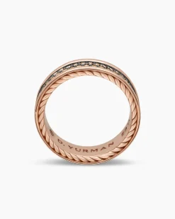 Streamline® Two Row Band Ring 18K Rose Gold with Cognac Diamonds, 6.5mm