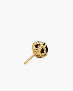 Stud Earring 18K Yellow Gold with Black Diamond, 7mm