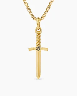 Sword Amulet 18K Yellow Gold with Diamond, 45mm