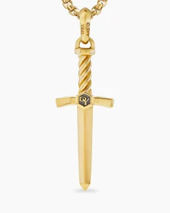 Sword Amulet 18K Yellow Gold with Diamond, 45mm
