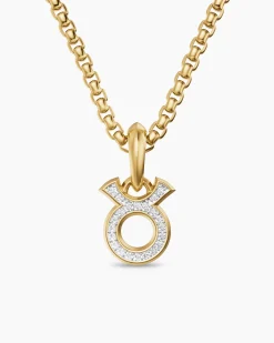 Taurus Amulet 18K Yellow Gold with Diamonds, 14.5mm