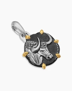 Taurus Amulet Sterling Silver with 18K Yellow Gold, 23mm