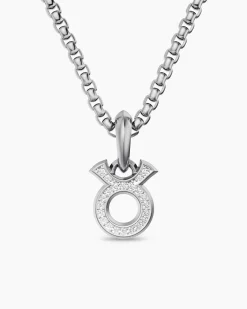 Taurus Amulet Sterling Silver with Diamonds, 14.5mm