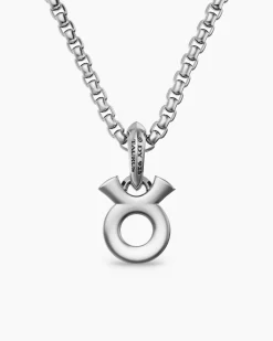 Taurus Amulet Sterling Silver with Diamonds, 14.5mm
