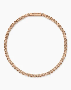 Tennis Bracelet 18K Rose Gold with Cognac Diamonds, 3mm