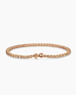 Tennis Bracelet 18K Rose Gold with Cognac Diamonds, 3mm