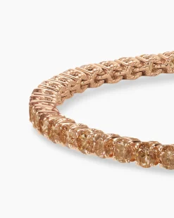 Tennis Bracelet 18K Rose Gold with Cognac Diamonds, 3mm