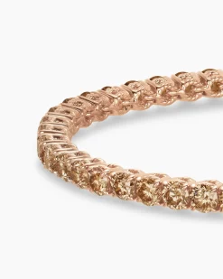 Tennis Bracelet 18K Rose Gold with Cognac Diamonds, 3mm