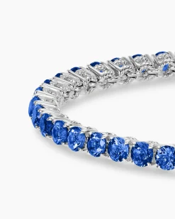 Tennis Bracelet 18K White Gold with Blue Sapphires, 3mm