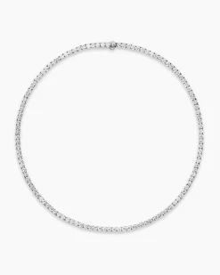 Tennis Necklace 18K White Gold with Diamonds, 3mm