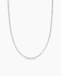 Tennis Necklace 18K White Gold with Diamonds, 3mm