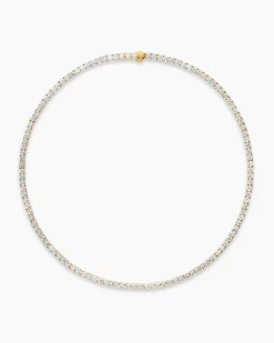 Tennis Necklace 18K Yellow Gold with Diamonds, 3mm