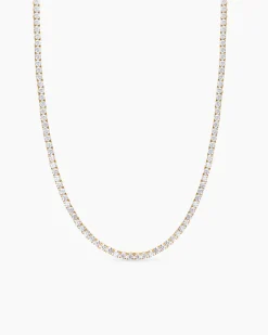 Tennis Necklace 18K Yellow Gold with Diamonds, 4mm
