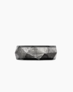 Torqued Faceted Band Ring Black Titanium with Meteorite, 8.5mm