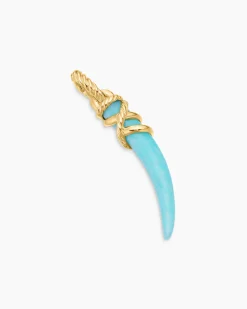 Tusk Amulet Amazonite and 18K Yellow Gold, 31mm