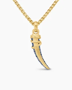 Tusk Amulet Pavé Blue and Violet Sapphires and 18K Yellow Gold, 29mm