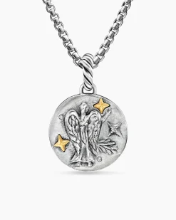 Virgo Amulet Sterling Silver with 18K Yellow Gold and Diamonds, 19mm