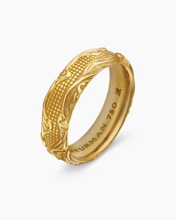 Waves Band Ring 18K Yellow Gold, 7mm