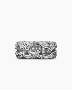 Waves Band Ring Sterling Silver, 10.5mm