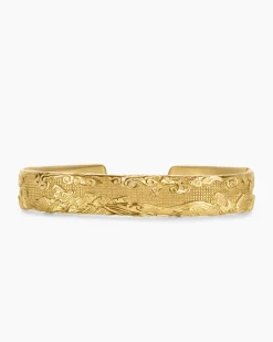 Waves Cuff Bracelet 18K Yellow Gold, 12mm