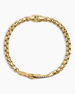 Waves Dagger Bracelet 18K Yellow Gold with Cognac Diamonds, 5mm