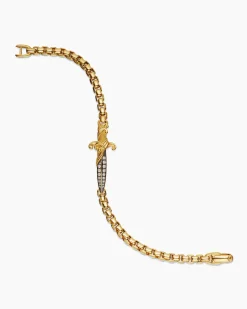 Waves Dagger Bracelet 18K Yellow Gold with Cognac Diamonds, 5mm