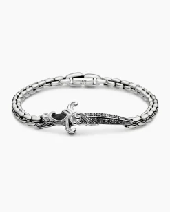 Waves Dagger Bracelet Sterling Silver with Black Diamonds, 5mm