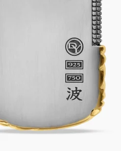 Waves Tag Sterling Silver with 18K Yellow Gold, 42mm